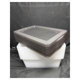 8- Small Clear Plastic Totes w/ Lids, Light