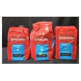 3- Community Coffee medium roast coffee 40oz each