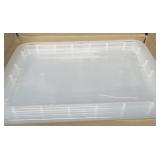 4- Clear Plastic Totes w/ Lids, Some Damage