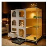 White 3-Tier Cat House w Litter Box