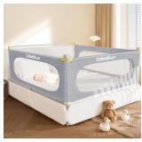 GrowthFun Queen 3-Pc Adj. Grey Bed Rail