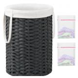 SETVSON Rattan Laundry Hamper 19 Gal Black