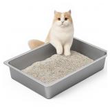Kirecoo Large Stainless Steel Low Entry Cat Litter