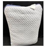 Textured Pillow White w Blue Trim