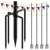 Xbrigh 9FT Outdoor String Light Poles 4pk Black