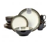 SANGO 16pc Stoneware Dinnerware Set Moss Reactive