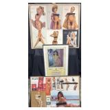 3 framed vintage pin ups & prints, 19'-22' high