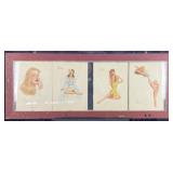 Double-sided framed vintage Varga pin ups, 47' x