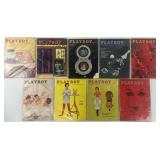 9 vintage 1957-59 collectable Playboy magazines: