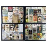 Group of vintage pin ups, tokens, buttons, cards,