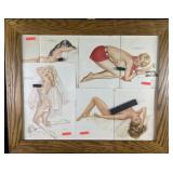 Framed vintage Vargas pin ups, 33' x 27' high