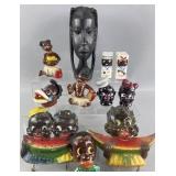 Group of vintage wood, porcelain & plaster