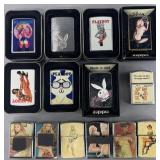 14 vintage adult themed lighters, Zippo and more