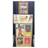 4 framed vintage pin ups and prints, 11'-17' high