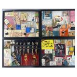 Group of adult collectibles in 4 glass displays,