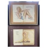 2 vintage framed Vargas pin ups, 18'-20' high