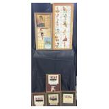 6 framed vintage pin ups and calendars, 11'-21'
