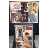 2 framed vintage prints & pin up, 23'-32' high