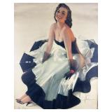 Framed vintage pin up, 27' x 33' high