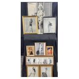 9 framed vintage photographs and prints, Marilyn