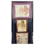 3 framed vintage military prints, 16'-19' high