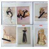 6 vintage Vargas pin ups, 8'-11' high