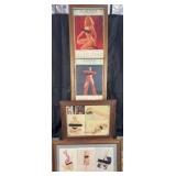 3 framed vintage pin ups and prints, 18'-40'