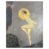 Framed vintage art deco print, 15' x 19'