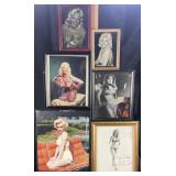 6 framed vintage photographs