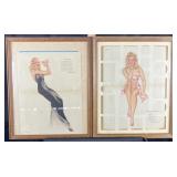2 vintage Varga framed pin ups, 22' high