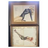 2 vintage Varga Girl framed prints, 17'-18' high