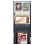 3 framed vintage pin ups and prints, 13'-23' high
