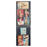 4 framed vintage pin ups and prints, 9'-20' high
