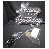 Happy Birthday Neon Sign White