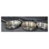 3- Stainless steel fry pans. Appear Used