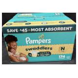 174ct. Box of Pampers Swaddlers Newborn Diapers