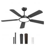 onffo 52in White Low Profile Ceiling Fan wLight