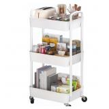 Sywhitta 3-Tier Rolling Utility Cart White