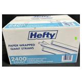 2400ct. Box of Hefty Paper Wrapped Giant Straws
