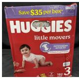 192ct. Box of Huggies Little Movers Size 3