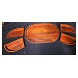 Brown Wood Serving Tray Divided Sections