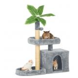 TSCOMON 31.5 Grey Cat Tree Tower wLeaves