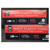 2- White plastic forks 600 count each