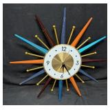 Starburst Wall Clock Mid-Century Modern Multi-Colo