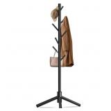 Unisakey Black Wooden Adj. Height Coat Rack