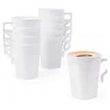 MATANA 9oz White Plastic Coffee Cups wHandles 50pk