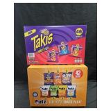 Takis 46 count variety pack.  Utz snack chips 42