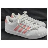 Used- Women's size 7 Addidas shoes. Pink/white