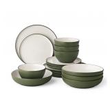 16-Piece Textured Dinnerware Set, Green
