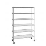 6-Tier Heavy Duty Wire Shelving with Wheels, 48ï¿½